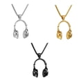 thumbnail image 3 of DJ Music Headphone Pendant Necklace Long Neck Chain Men Women Hip Hop Rock Jewelry Gift Black, 3 of 9