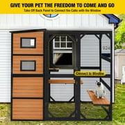 Aivituvin Large Cat Catio 4 Tiers Cat Enclosures House for Outdoor Indoor Cats with Weatherproof Roof, 3 Resting Rooms, 3 Platforms, 5 Windows 70 H 77 L