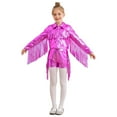 thumbnail image 2 of Doomiva Kids Girls Long Sleeve Shiny Fringe Crop Jacket Top and Metallic Tassel Shorts Sparkly Dance Streetwear Hot Pink 12, 2 of 6