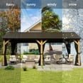 thumbnail image 6 of Domi 12'x20' Cedar Wood Gazebo with Double Roof Steel Hardtop,Solid Wood Frame Gazebo,Curtains and Netting Included for Garden, Backyard, 6 of 7