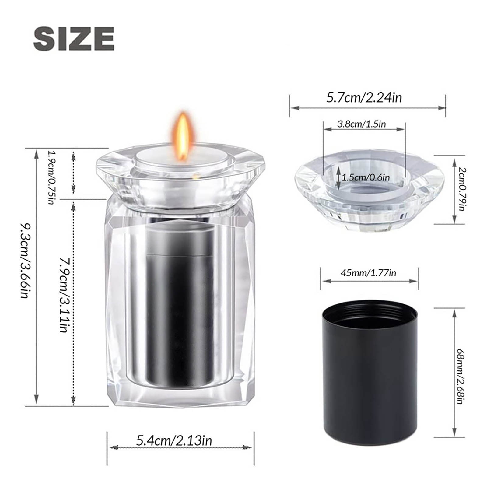 Crystal Pet Memorial Urn with Candle Holder Small Pet Cremation Ashes Keepsake Funeral Urn for Hamsters Birds Cats Home Decor Remembrance