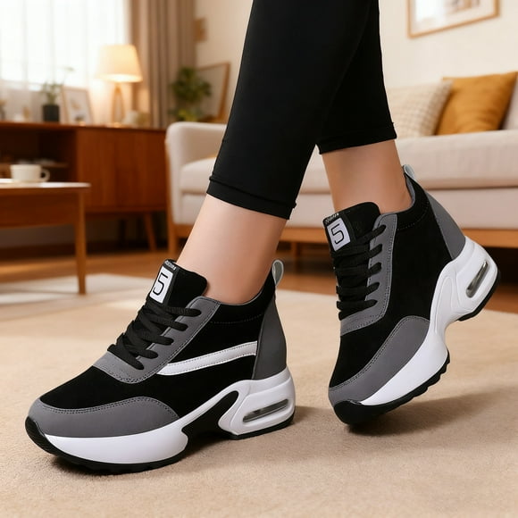 Women's Platform Sneakers Wedges Lace Up Shoes Increase Fashion Sneakers for Womens Girls