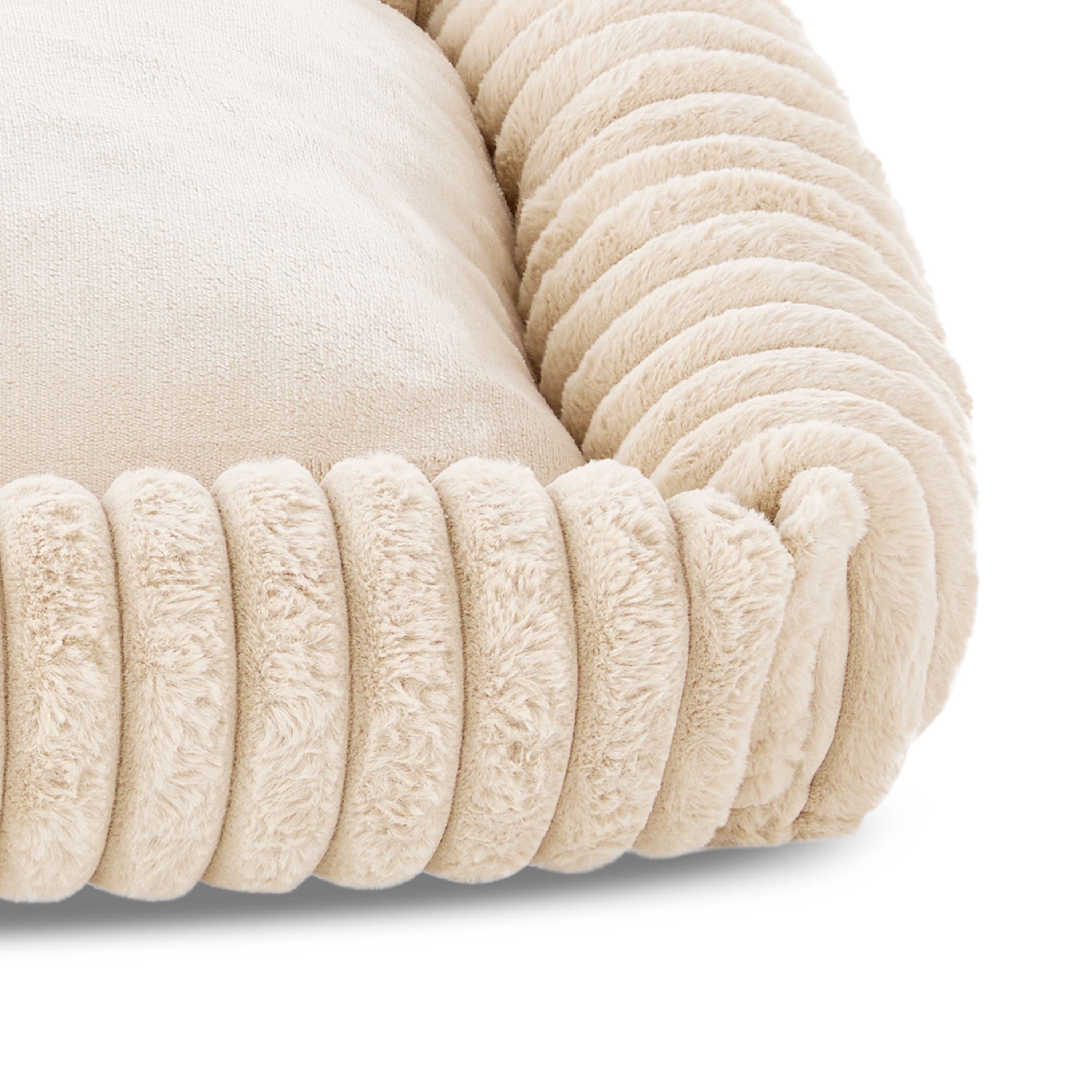 Vibrant Life Large Thick Corduroy Plush Bolster Dog Bed, Tan, 27" x 36"