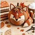 thumbnail image 2 of DIY Animal Pumpkin Sewing Kit, Woodland Animal Fabric Pumpkin Craft Supplies, Creative Indoor Fall Home Decoration Hedgehog, 2 of 5