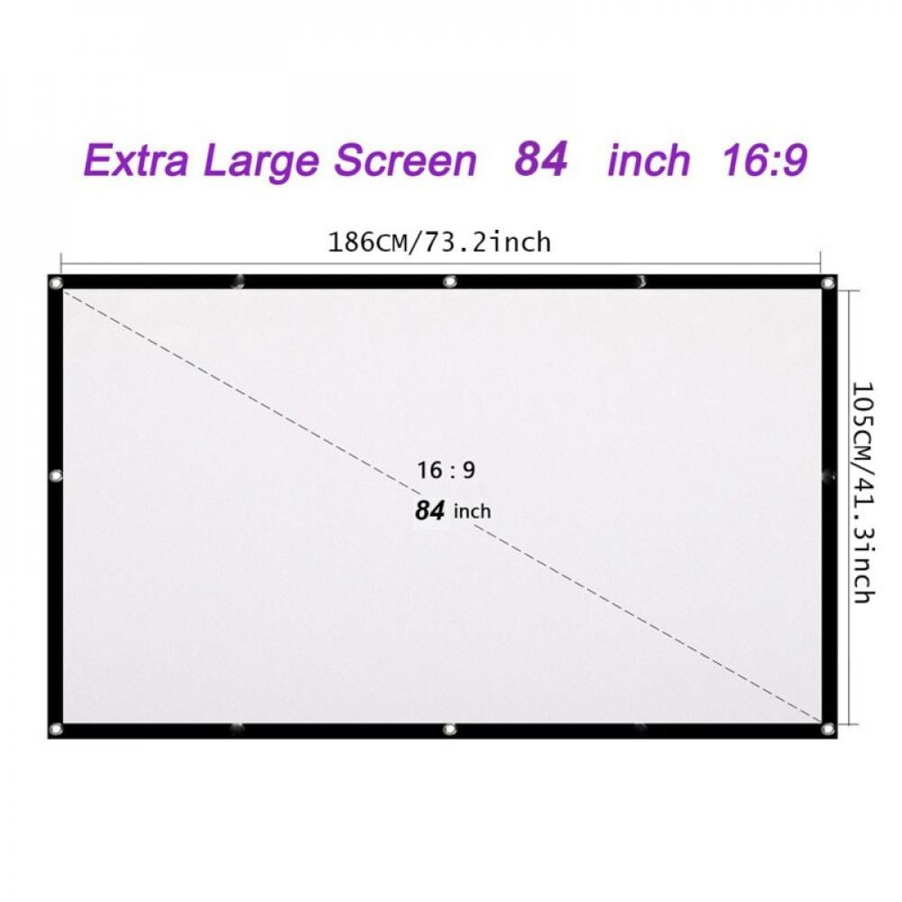 Qisebin Projection Screen Sou-BL-U2 White Material 120 inch 16:9 HD Foldable Anti-Crease Portable Projector Movies Screen for Home Theater Outdoor Indoor Support Double Sided Projection 