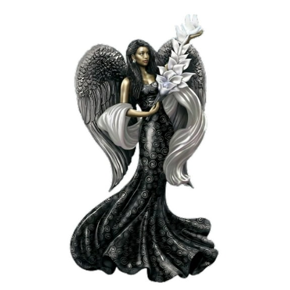 The Hamilton Collection Shimmering Heavenly Glory Angel Figurine Handcrafted Hand-painted with Rich Palette Silvery by Keith Mallett 7-inches
