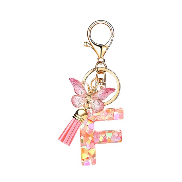 RXIRUCGD Fashion 26-letter Key Chain Pendant Butterflys Tassel Key Chain Elegant Fashion Multi-functional Use