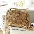 thumbnail image 5 of Kukuzhu Solid Color Tassel Summer Beach Bag Tote Braided Handbag Women Weave Grass Bag for Travel Everyday Use, 5 of 7
