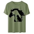 thumbnail image 4 of Camiseta de manga corta con estampado de animales y cuello redondo suelto a la moda de verano para mujer Pompotops hfajkhk134429, 4 of 7