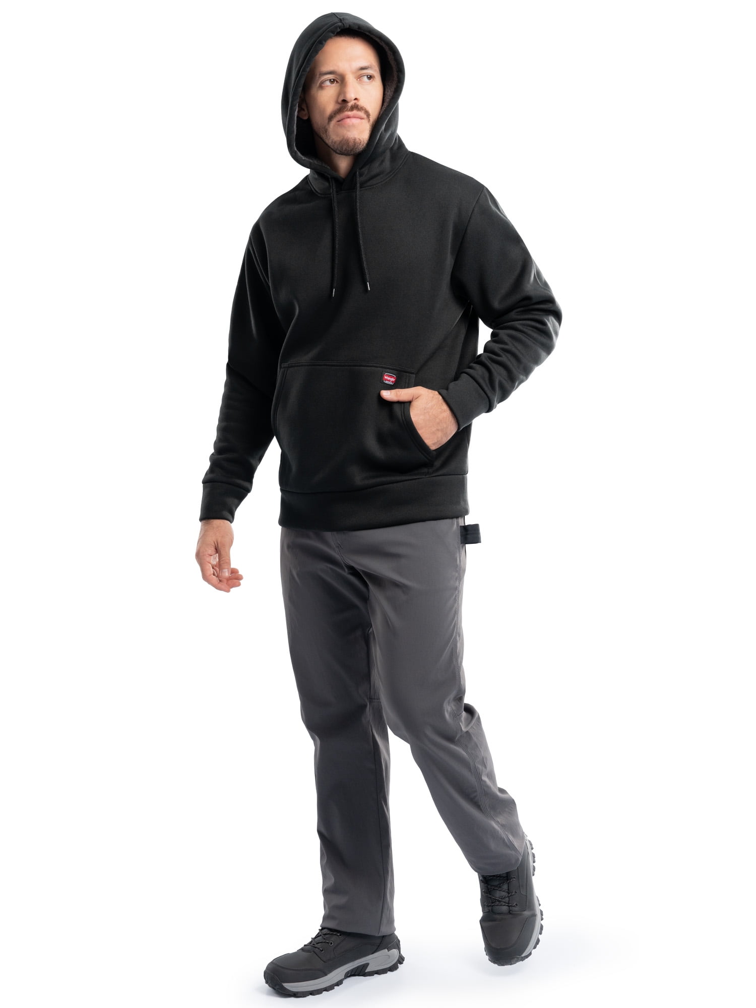 Wrangler Workwear Men's and Big Men's Relaxed Pullover Hoodie with Faux Shearling Lining, Sizes S-3XL