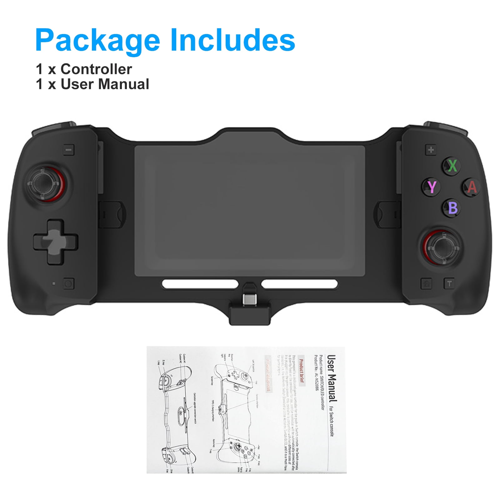 TSV Wireless Controller Fit for Nintendo Switch/ Switch OLED Joy-Con  Handheld Mode, Ergonomic Switch Grip Controller w/ 6-Axis Gyro, Dual Motor  Vibration, Back Button Mapping, PD Fast Charge - Walmart.com
