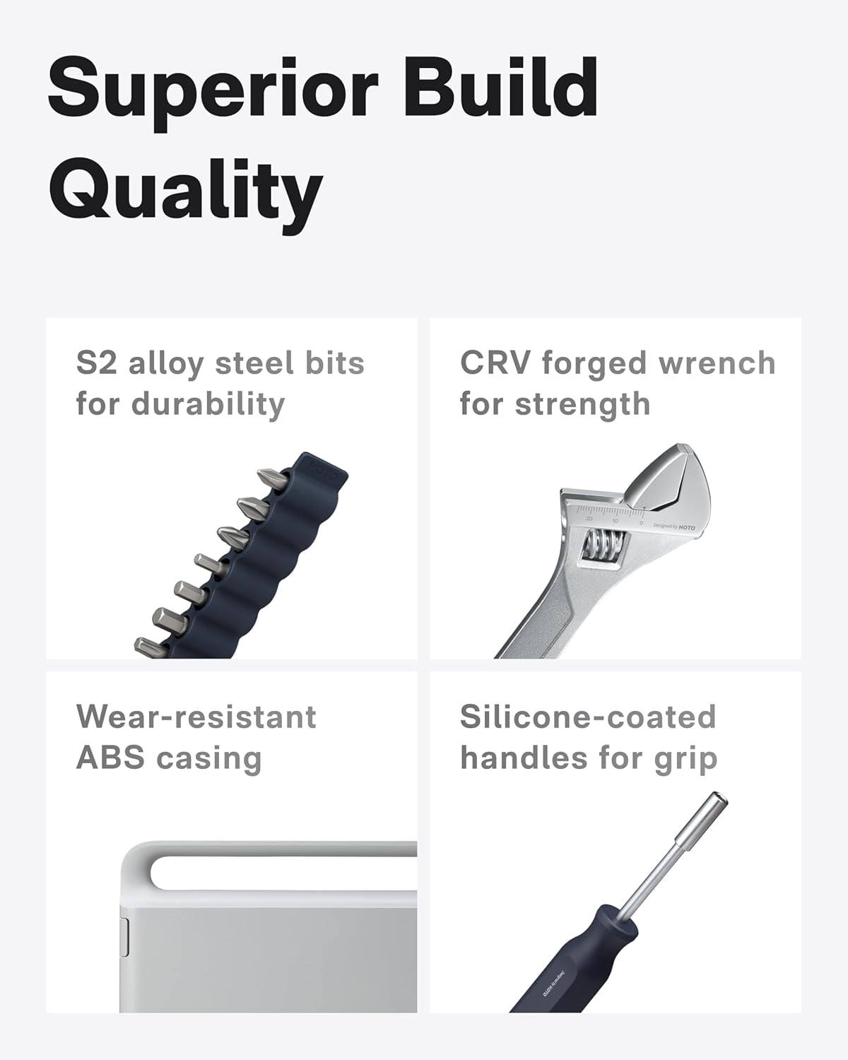 HOTO Hand Tool Set/Home Tool Kit, Household DIY Set with Screwdriver Wrench Hammer Tape Plier Tool Box
