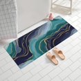 thumbnail image 2 of Blue Green Gold Marble Pattern Bathroom Rugs Mat,Non Slip Microfiber Bathroom Rug,Rubber Backing,Soft Bathroom Mats for Bathroom Floor,Tub and Shower,60x24in(150x60cm), 2 of 3