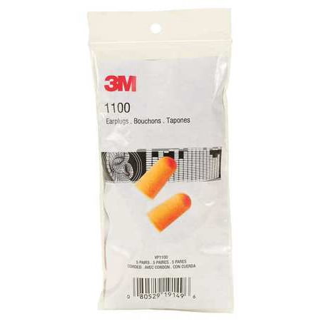 3M VP1100 Ear Plugs,Without Cord,Tapered,PK5