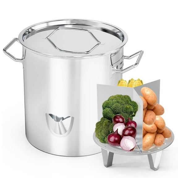 Ktaxon 20QT Stainless Steel Tamale Steamer Pot with Water Fill Spout, Seafood Crab Vegetables lobster Steamer with Divider and Rack