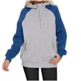 thumbnail image 2 of Fashion Plus Size Pullover Hoodie for Womens Zip Up Solid Color Blocked Loose Long Sleeved Hoodie Sweatshirt Long Sleeved-neck Top/shirt, 2 of 9
