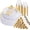White Gold, variant on 175 Pcs Pink and Gold Plastic Dinnerware Set for 25 Guests, Include: 25 Dinner Plates, 25 Dessert Plates, 25 Pre Rolled Napkins With Silverware, 25 Cups, Disposable Plates for Baby Shower, Party
