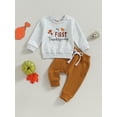 thumbnail image 2 of Wassery Baby Boys Thanksgiving Clothes 2PCS Infant Boys Fall Pants Sets Long Sleeve Letter Turkey Print Sweatshirt Tops Drawstring Pants Sets 0-18M, 2 of 8