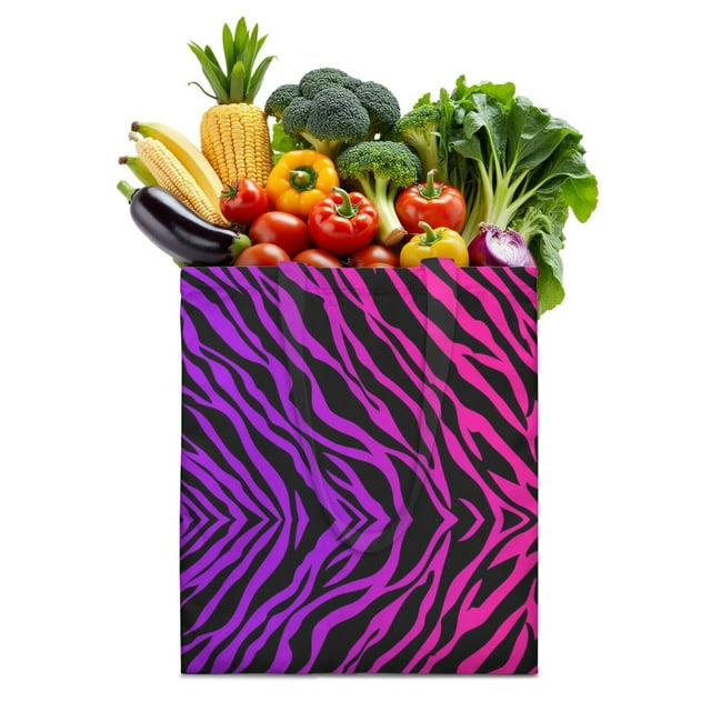 Colorful Zebra Canvas Tote Bag Rainbow Zebra Pattern Abstract Black and White Stripes Multicolor Modern Fashion Cute Cartoon Zebra Aesthetic Gradient Print Reusable Eco-Friendly Shopping Bag