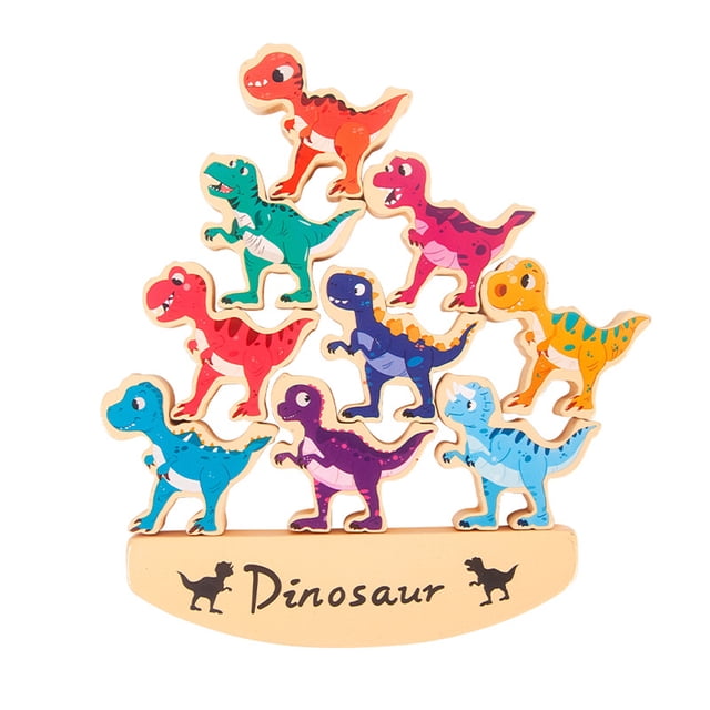 Apilamiento De Juguetes De Dinosaurios Para Niños Bloques De Construcción De Dinosaurios De Madera Apilamiento Aprendizaje De Habilidades Motoras Finas Regalos De Cumpleaños De Navidad Guardurnaity FN006461-00
