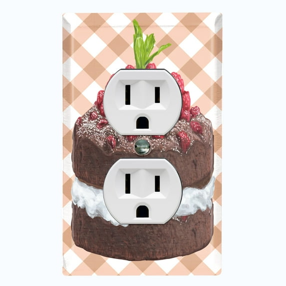 Metal Light Switch Plate Cover Elegant Chocolate Cake Dessert CAK009