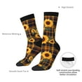 thumbnail image 4 of Daiia Brown Blue Plaid Sunflower Print Crew Socks – Soft Breathable Long Socks for Men & Women, Moisture-Wicking & Comfortable Daily Wear Socks, One-Size Fits Most (US 5-11), 4 of 6