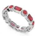 thumbnail image 2 of Bagues d'Éternité Anniversaire en Rubis Rouge à la Mode pour Dames 18K Or Blanc Taille 8, 2 of 8