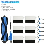 Robot Replacement Part Accessories Fit for Eufy RoboVac 11S, RoboVac 30, RoboVac 30C, RoboVac 12, RoboVac 35C, 6 Filters, 6 Side Brushes, 1 Main Rolling Brush, 1 Clean Brush, 1 Screw Driver