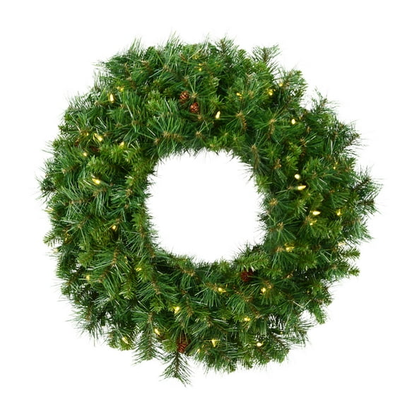 36" Pre-Lit Cheyenne Pine Artfical Christmas Wreath - Clear LED Lights