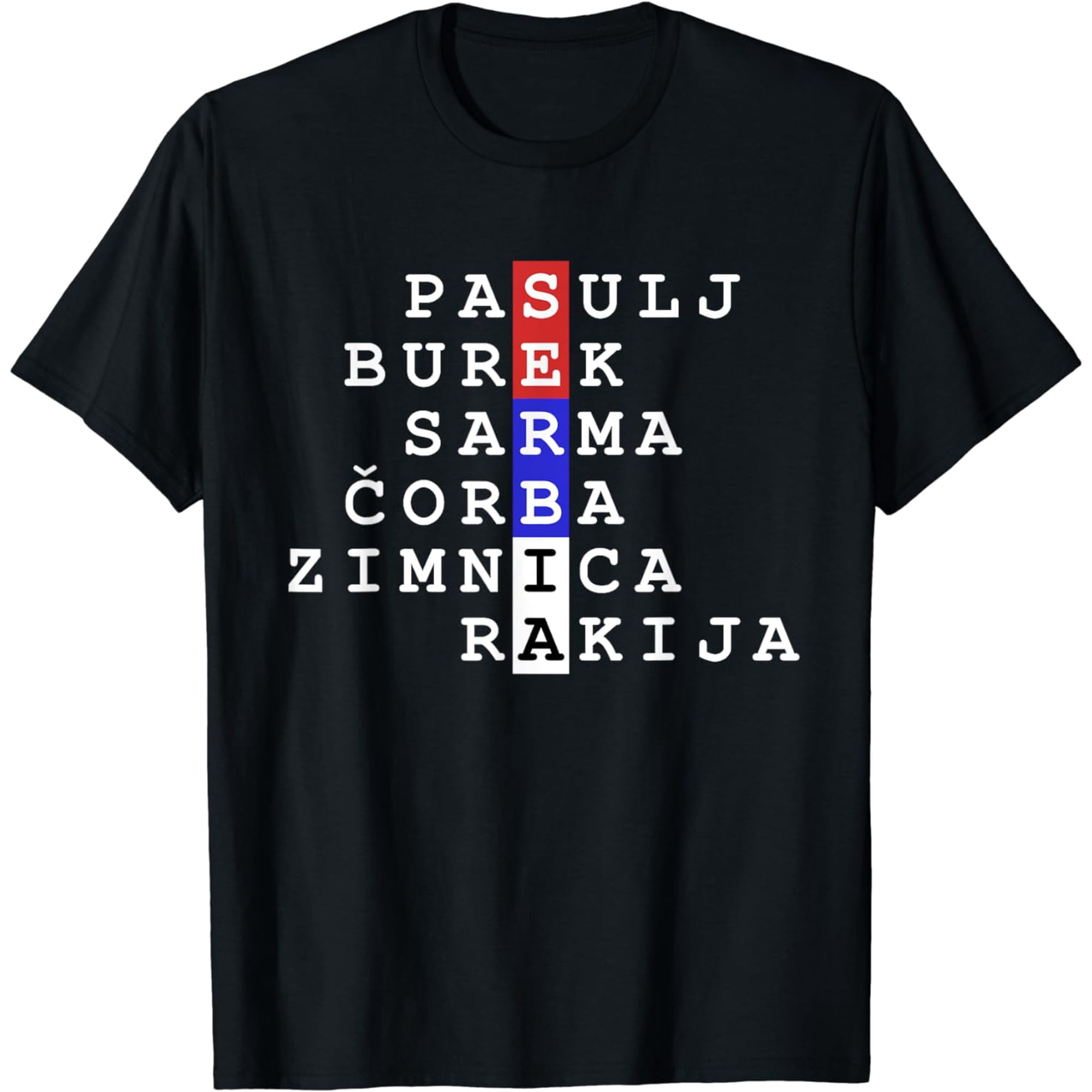 Serbian Flag Colors with Food and Drinks T-Shirt