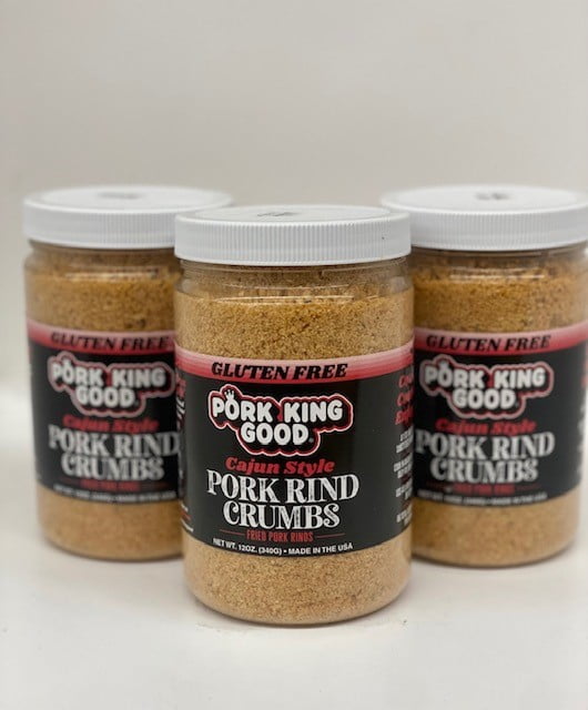 Pork King Good Pork Rind Crumbs 3 pack (12 oz jars) Spicy Cajun