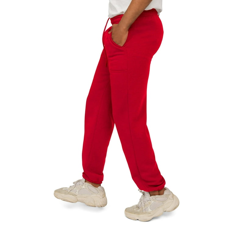 Men's Lightweight Fleece Elastic Bottom Sweatpants VS2021 - Red - X-Large