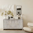 thumbnail image 4 of Accent Cabinet 4 Door Wooden Sideboard Buffet Server Storage. Natural Wood Wash, Art Style, Dining Room Office, 4 of 7