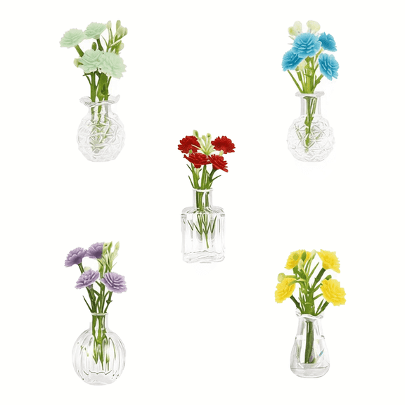 Cute Mini Vase Magnets for Fridge, Tiny Plant Glass Vases with Flowers, Magnetic Refrigerator Decor for Kitchen, Office, Locker (5 Pack)