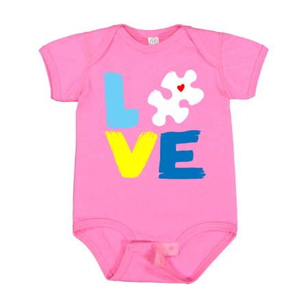 

Inktastic Autism Awareness Puzzle of Love in Blue and Yellow Gift Baby Boy or Baby Girl Bodysuit