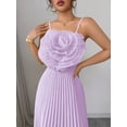 thumbnail image 5 of Mauve Purple Floral Embellished Waist Pleated A-Line Maxi Dress For Women, Elegant Party & Daily Wear, 5 of 8