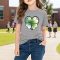 thumbnail image 3 of Girls Good Fortune Four Leaf Clover T-Shirt | Kids Short Sleeve St Patrick's Day Top | Soft Cotton Casual Graphic Tee (Gray, Sizes 4-12Y),Size 4 T, 3 of 9