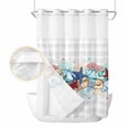 thumbnail image 2 of Summer Starfish No Hook Shower Curtain Waterproof,Bathroom Curtains with Snap in Liners and See Through Top Window,Blue Coral Beach Couch Coastal Grey Plaid Hotel Bathtub Curtains Shower 72"Wx84"L, 2 of 8