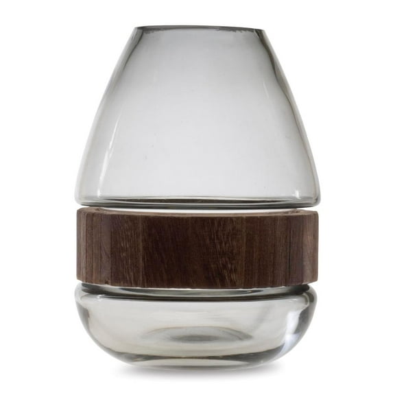Melrose International LLC Vase 5.5"D x 7.5"H Glass/Wood