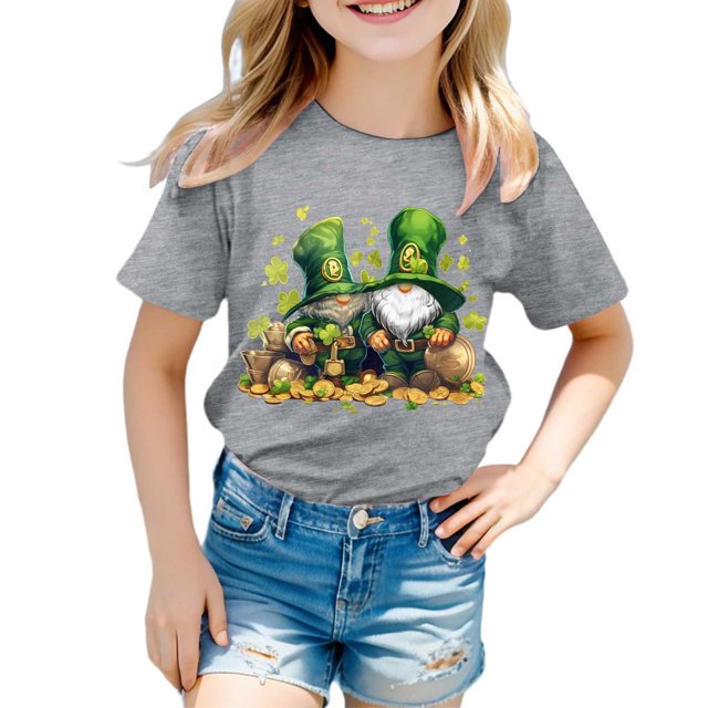 TZEWGL T-Shirts à Manches Courtes Col Rond Imprimés de Dessins Animés Blouse Tendance pour Tout-Petits Taille 3-4T