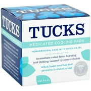 TUCKS Medicated Cooling Pads 100 Each (Pack of 5), Provides immediate relief from burning and itching caused by hemorrhoids. By Brand Tucks