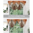 thumbnail image 5 of Waterfall Valances for Windows, Burnt Orange Brown Kitchen Sheer Valance Curtains, Farmhouse Vintage Wooden Rod Pocket Elegant Swag Valances for Living Room Bedroom, 47.2"x38.5", 3 Panel, 5 of 8