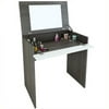 Nexera Modern Bedroom Vanity Desk with Mirror in Ebony and White