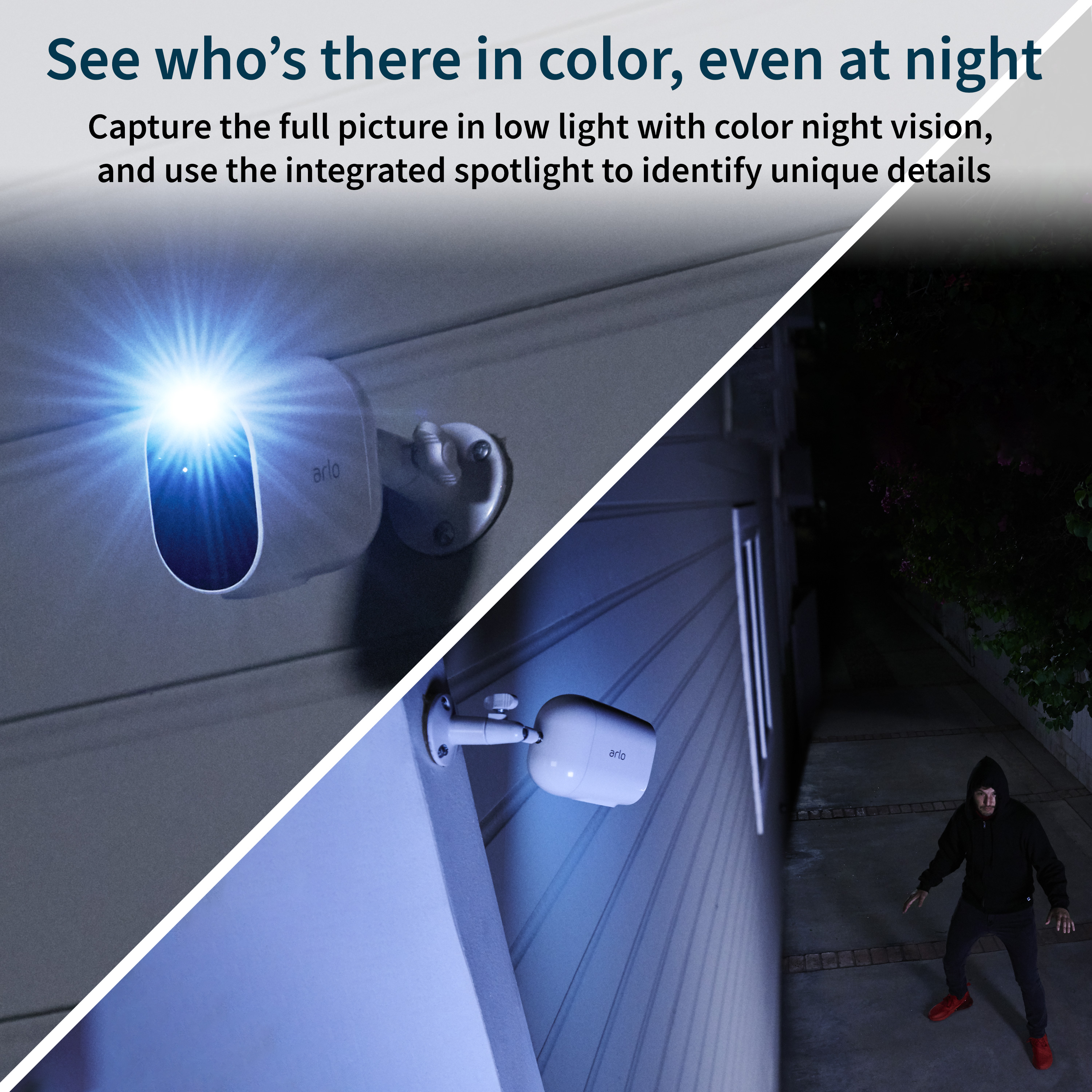 Arlo Essential Spotlight Wireless Security Camera - 3 Pack - 1080p Video Color Night Vision, White VMC2330W - image 3 of 9