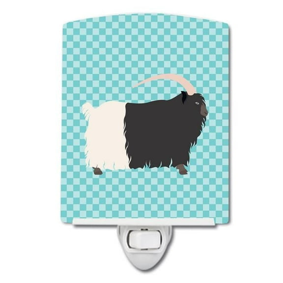 Welsh Black-Necked Goat Blue Check Ceramic Night Light