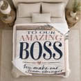 thumbnail image 5 of Boss Appreciation Floral, Cozy Typography Art Scene, Warm Flannel Blanket for Ranch House and Living Room with Detailed Artwork, Art Lovers Appreciation Gift, Artistic Home Decor, 5 of 9