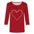 thumbnail image 4 of Valentine's Day Shirts for Women Rhinestone Heart Graphic Tee Shirt Casual Crewneck 3/4 Sleeve Tops, 4 of 4