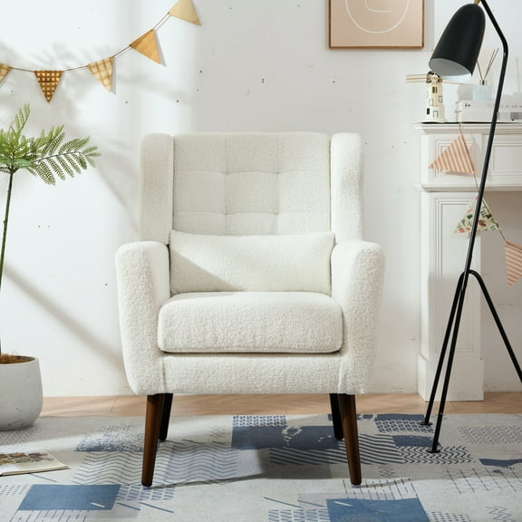 Modern Style Comfy Chair - Fabric And Ergonomic Seat For Living Room White Lounge With Design Suitable Bedroom