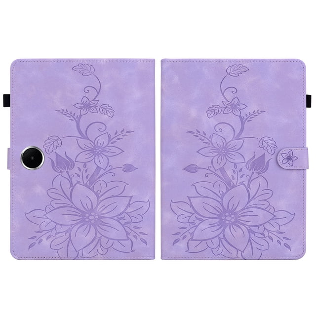 FJLBDE Case for OnePlus Pad Lite/Oppo Pad SE 11 Inch, Embossed Flower PU Leather Flip Wallet Folio Stand Cover, Purple