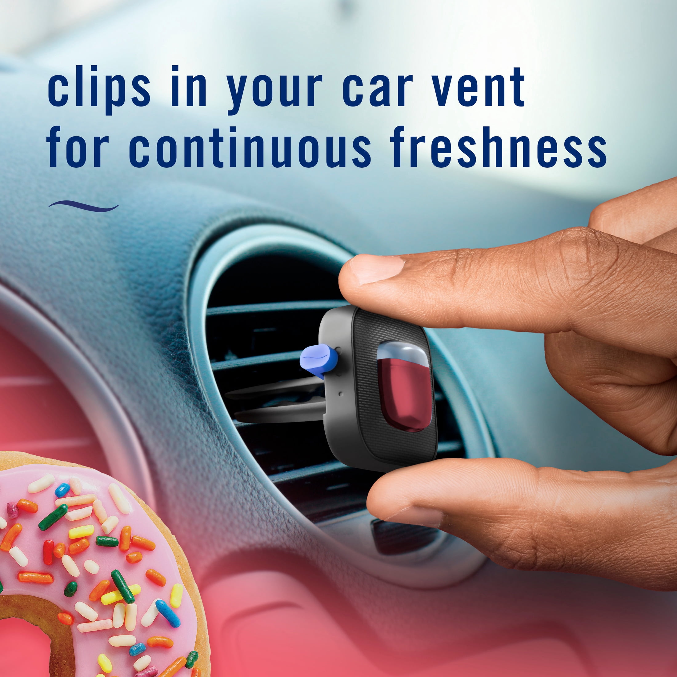 Febreze Dunkin' Car Air Freshener, Odor-Fighting Automotive Vent Clip, Strawberry Frosted Donut, 1 count